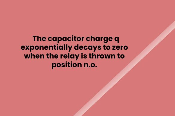 The capacitor charge q exponentially decays to zero when the relay is thrown to position n.o.
