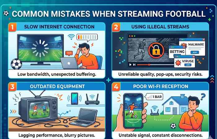 common mistakes when streaming football